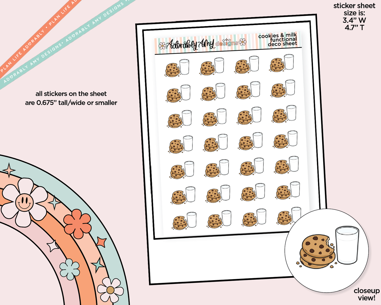 Cookies & Milk Doodled Icon Stickers
