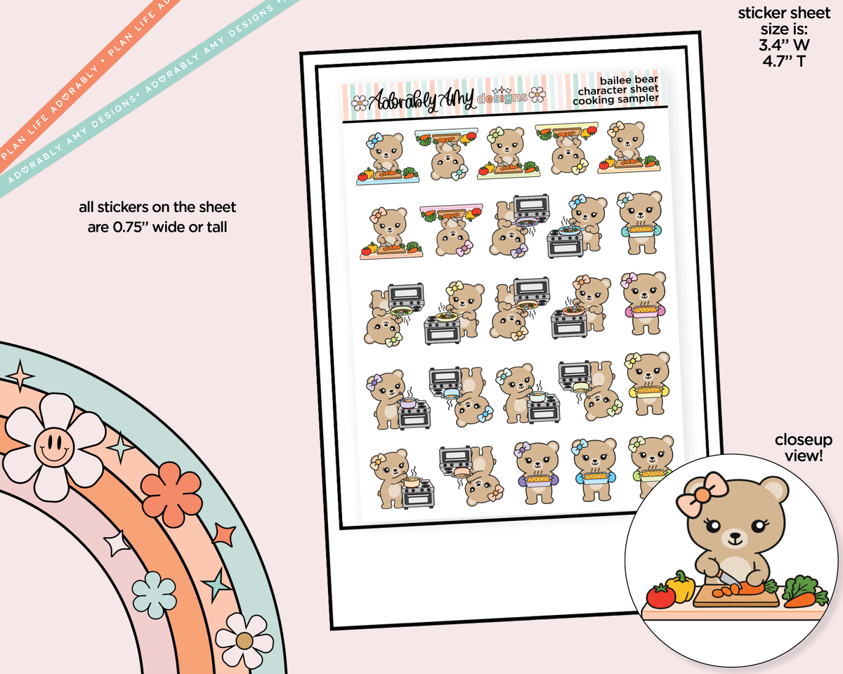 Bailee Bear Cooking Sampler Decoration Character Planner Stickers