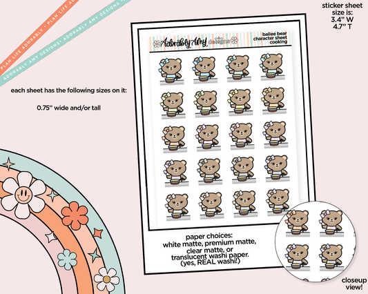 Bailee Bear Cooking Decoration Character Planner Stickers