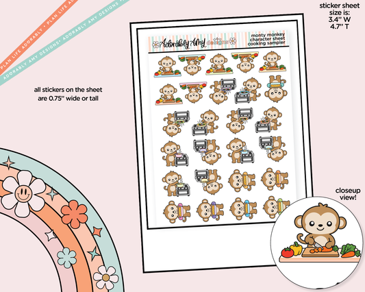 Monty the Monkey Cooking Sampler Decoration Character Planner Stickers