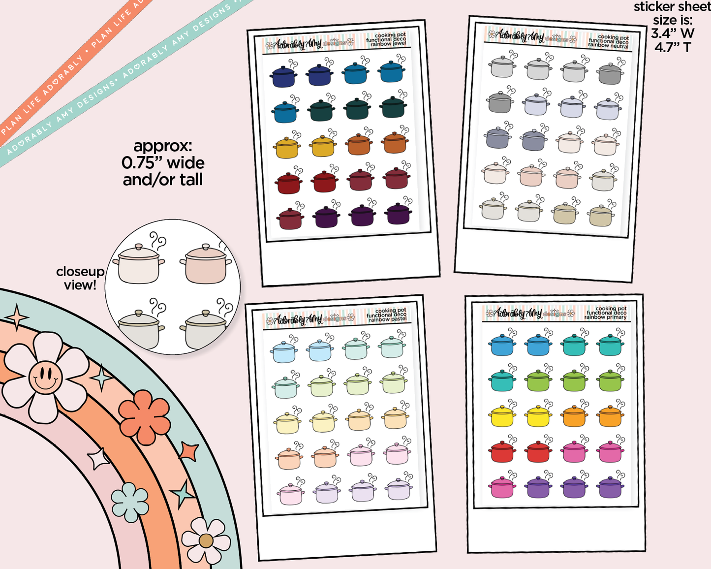 Rainbow Cooking Pot Doodled Icon Stickers