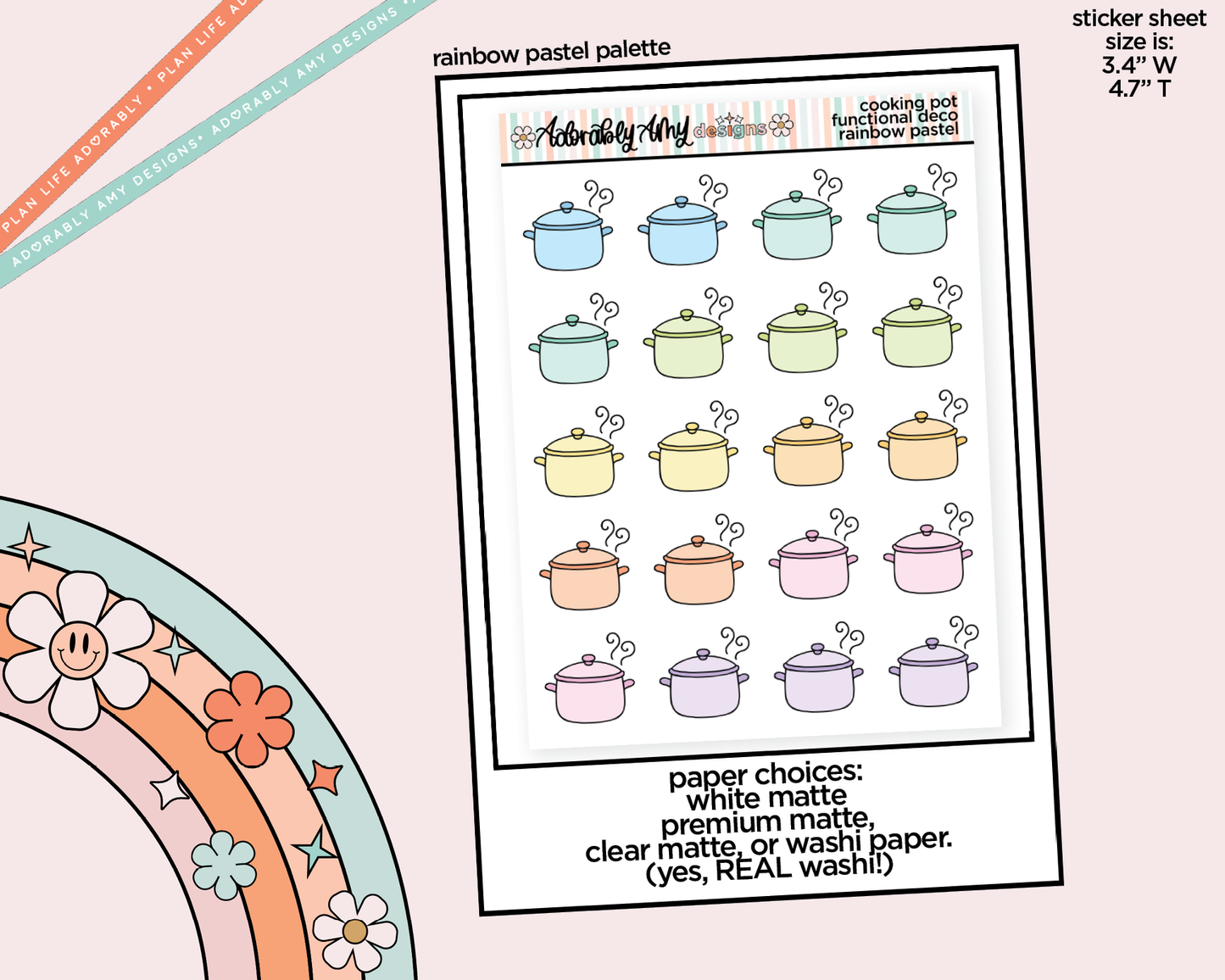 Rainbow Cooking Pot Doodled Icon Stickers