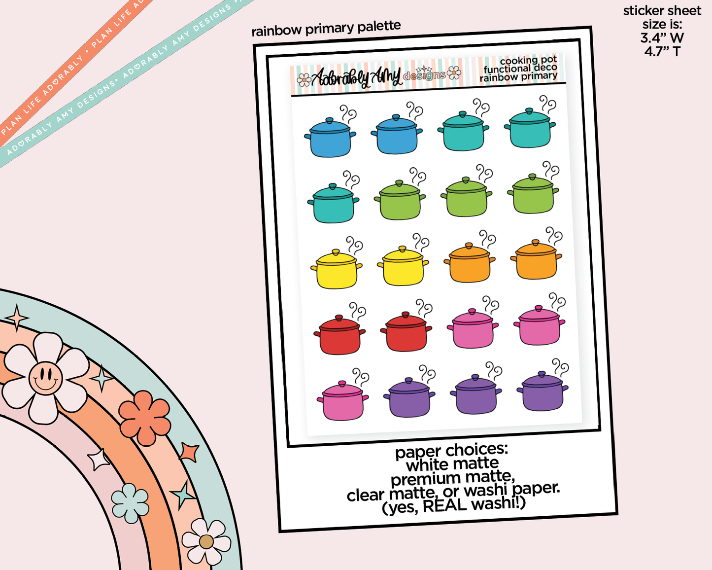 Rainbow Cooking Pot Doodled Icon Stickers