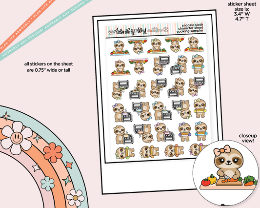 Snoozie Sloth Cooking Sampler Decoration Character Planner Stickers