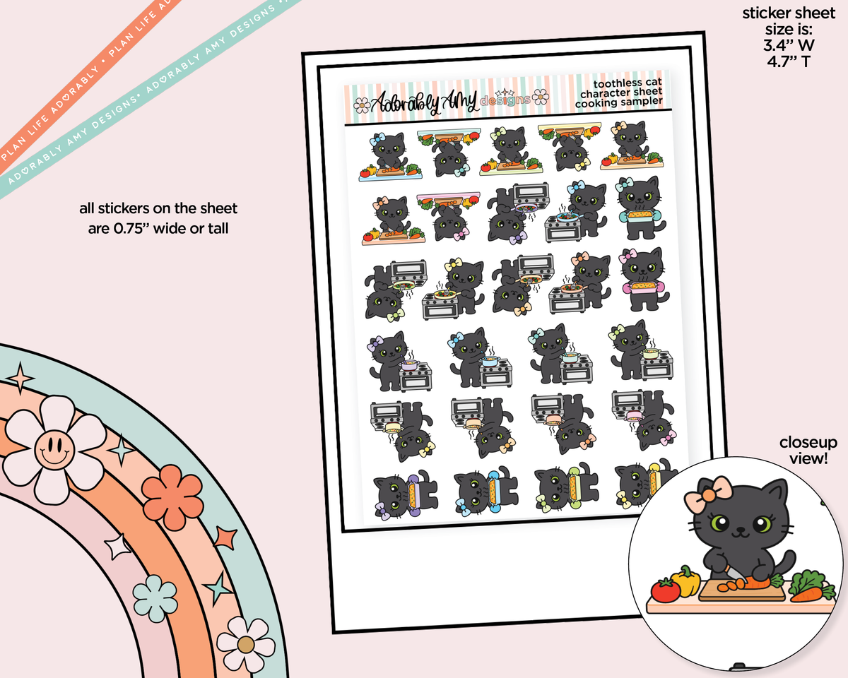 Toothless Cat Cooking Day Sampler Decoration Character Planner Stickers