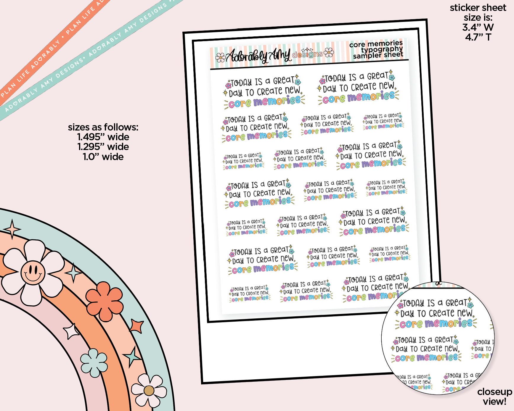 Today is a Great Day to Make Core Memories Typography Sampler Planner Stickers - Adorably Amy Designs