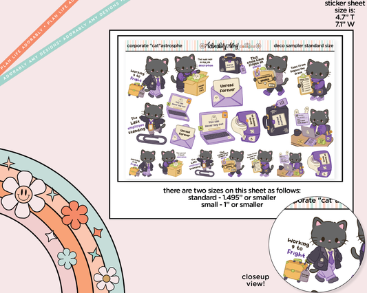 Corporate "Cat"astrophe Deco Stickers in Multiple Sizes Decorative Planner Stickers