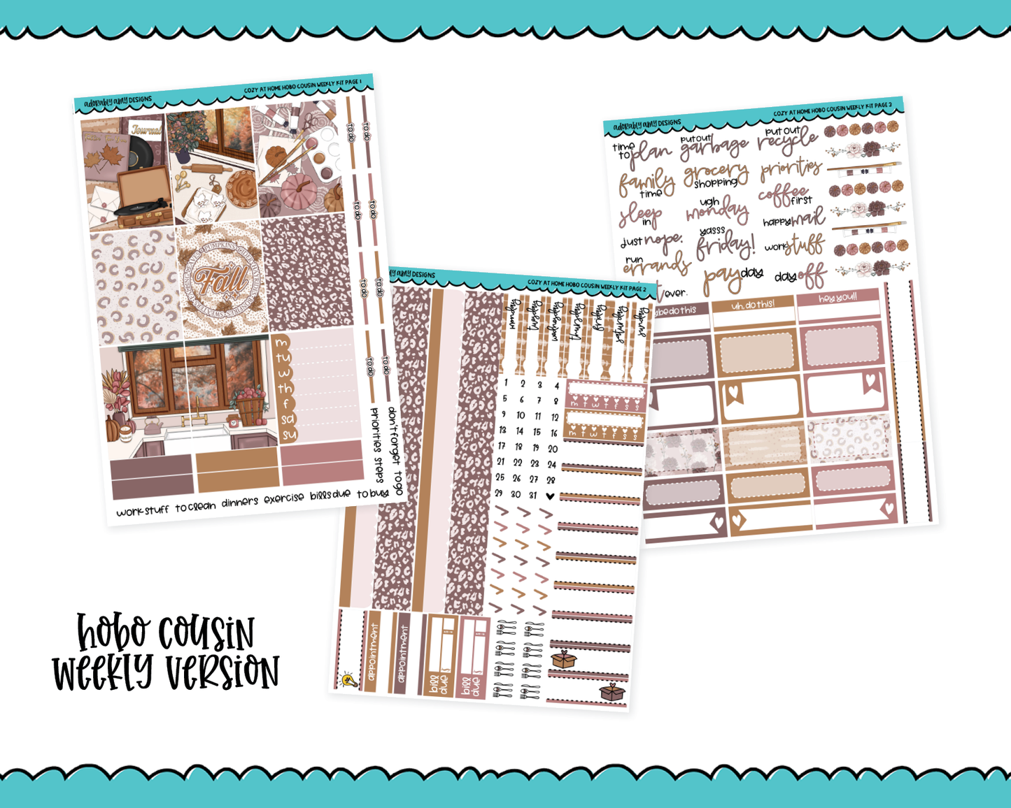 Hobonichi Cousin Weekly Cozy at Home Fall Autumn Cozy Themed Planner Sticker Kit for Hobo Cousin or Similar Planners