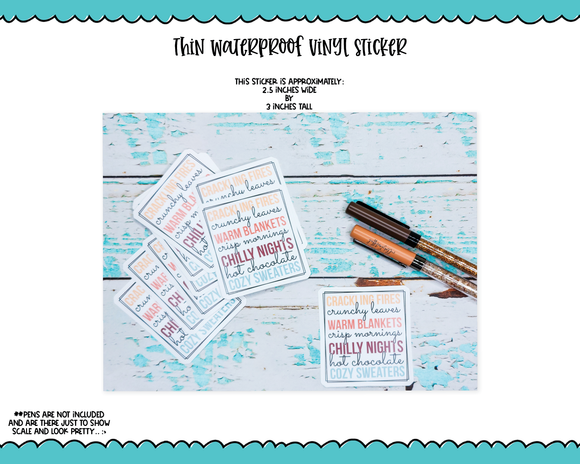 Waterproof Vinyl Large Diecut Stickers - Fall Bucket List