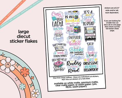 Crazy Book Lady Typography Sampler Planner Stickers