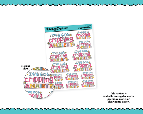 I've Got Crippling Anxiety Typography Sampler Planner Stickers for any Planner or Insert