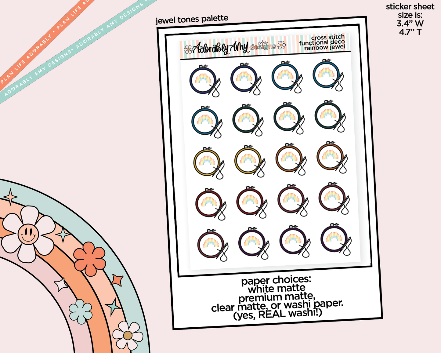 Rainbow Cross Stitch Doodled Icon Stickers