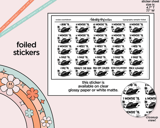 Foiled Cruise Countdown (1 year) Deco Sampler Planner Stickers