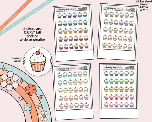 Rainbow Cupcakes Doodled Icon Stickers