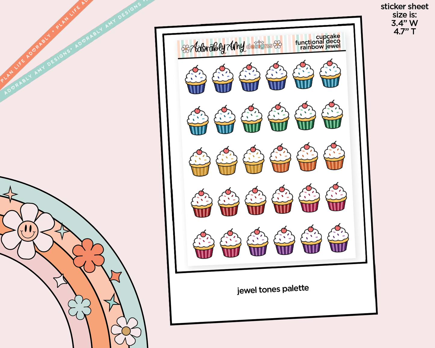 Rainbow Cupcakes Doodled Icon Stickers