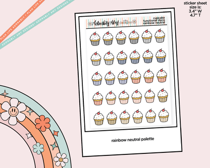Rainbow Cupcakes Doodled Icon Stickers