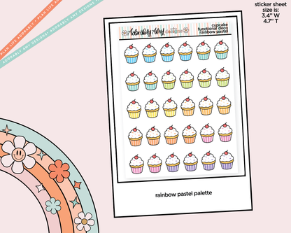 Rainbow Cupcakes Doodled Icon Stickers