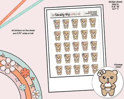 Bailee Bear Cupcake Decoration Character Planner Stickers