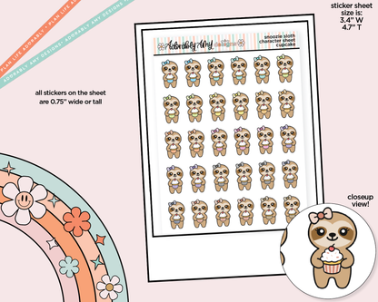 Snoozie Sloth Cupcake Decoration Character Planner Stickers