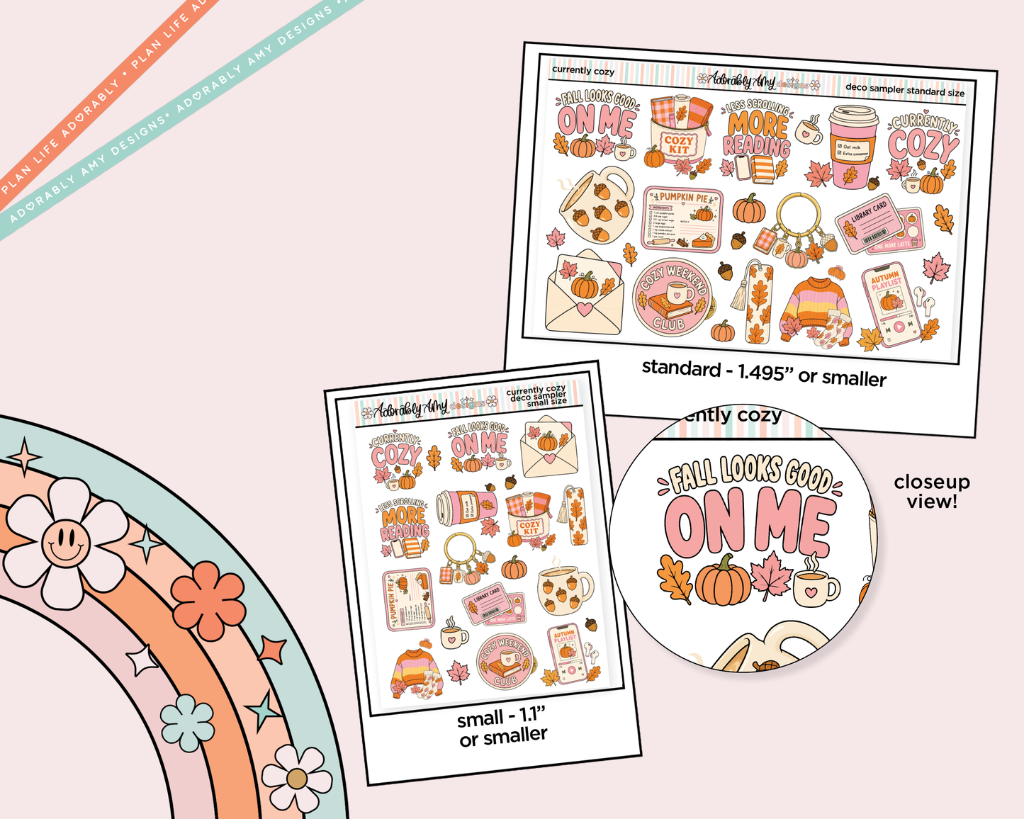 Currently Cozy Fall Deco Samplers in 3 Sizes Decorative Planner Stickers