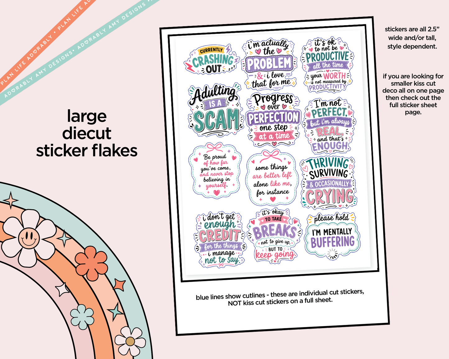 Currently Crashing Out Deco Typography Sampler Planner Stickers