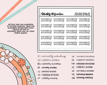 Foiled Tiny Text Series - Currently Avoiding: Checklist Size Planner Sticker Sheet