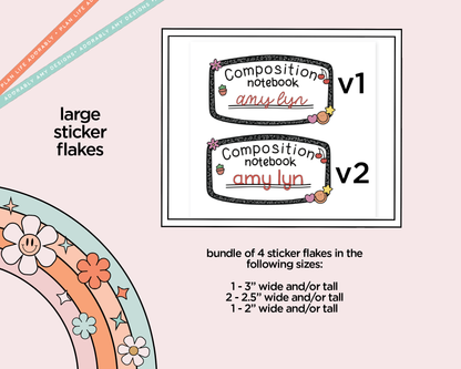 Custom Name Composition Notebook Cover Typography Sampler Planner Stickers for any Planner or Insert