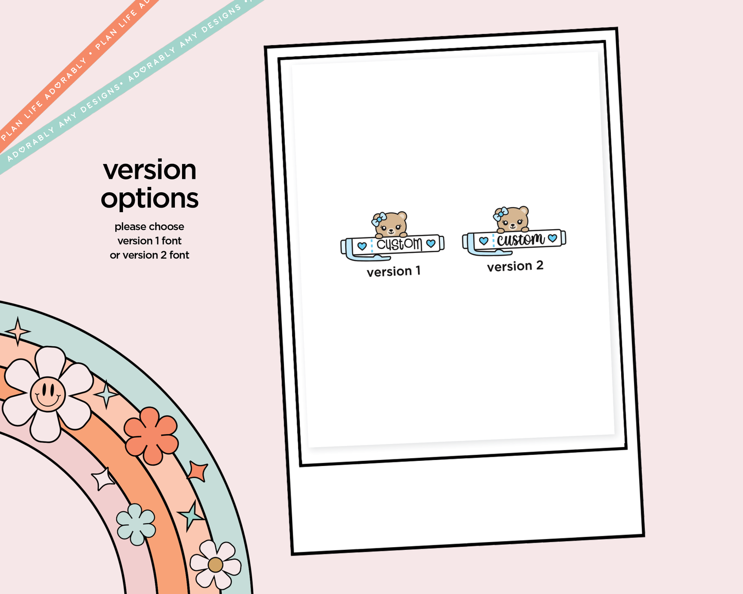 Bailee Bear Custom Text Highlighters Decoration Character Planner Stickers - 3 Sizes Available