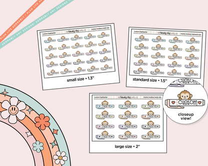 Monty the Monkey Custom Text Highlighters Decoration Character Planner Stickers - 3 Sizes Available