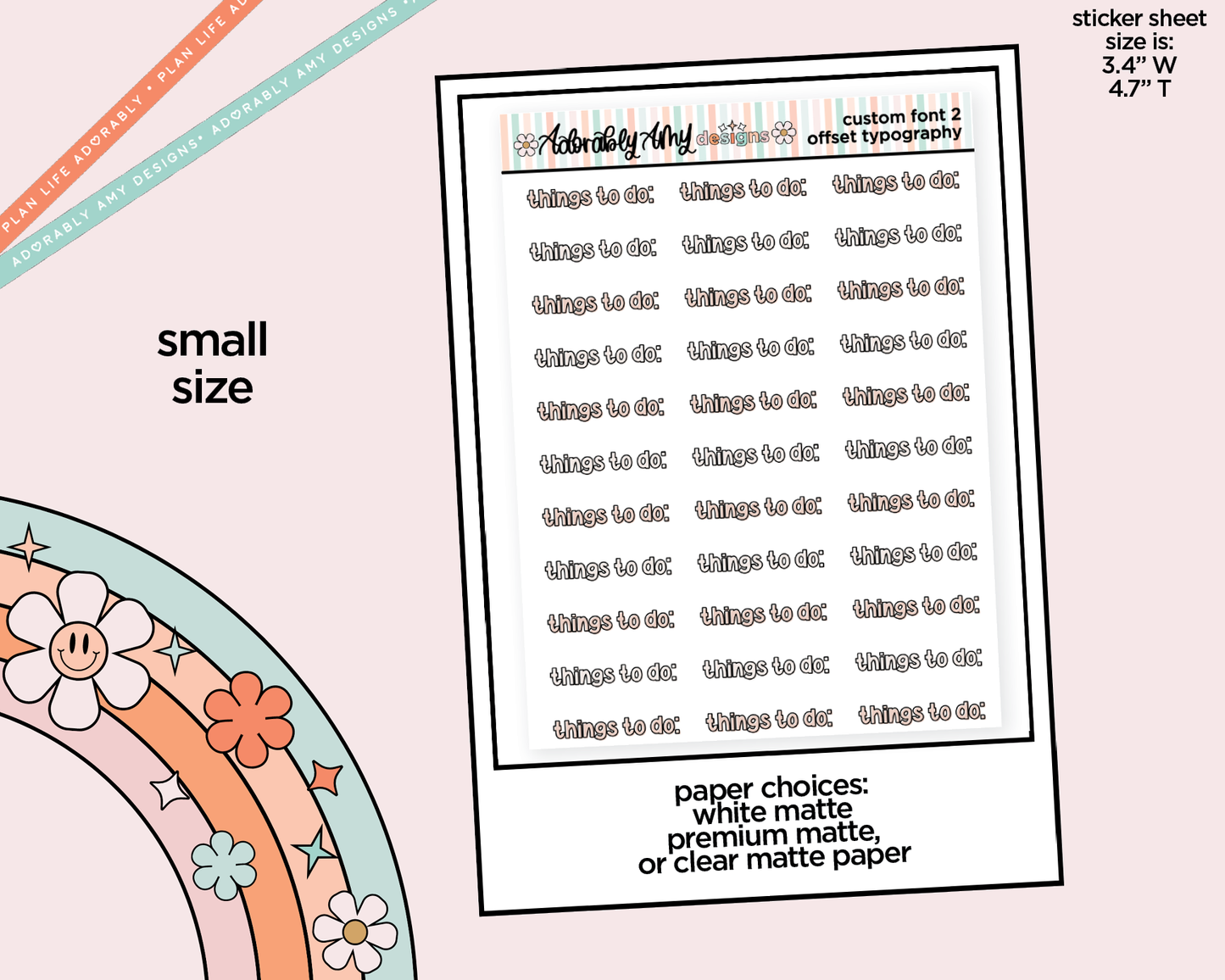 Custom Offset Text Typography Sticker Reminder Planner Stickers for any Planner or Insert