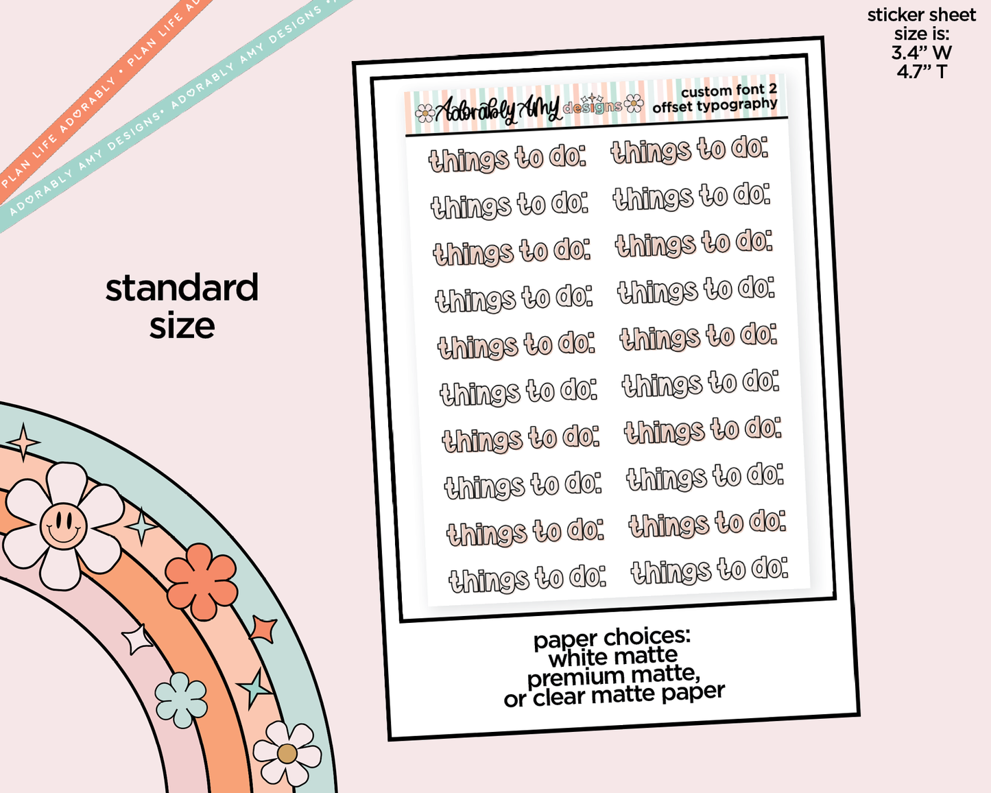 Custom Offset Text Typography Sticker Reminder Planner Stickers for any Planner or Insert