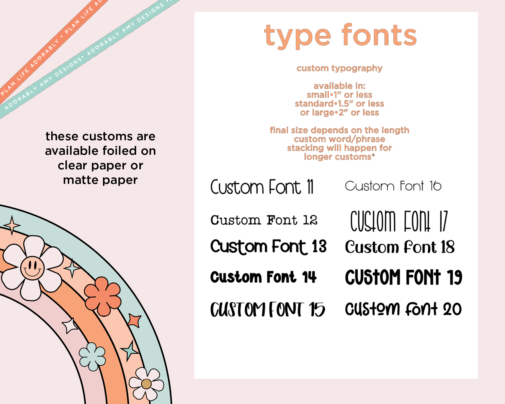Foiled Custom Word/Phrase Stickers Planner Stickers for any Planner or Insert - Adorably Amy Designs