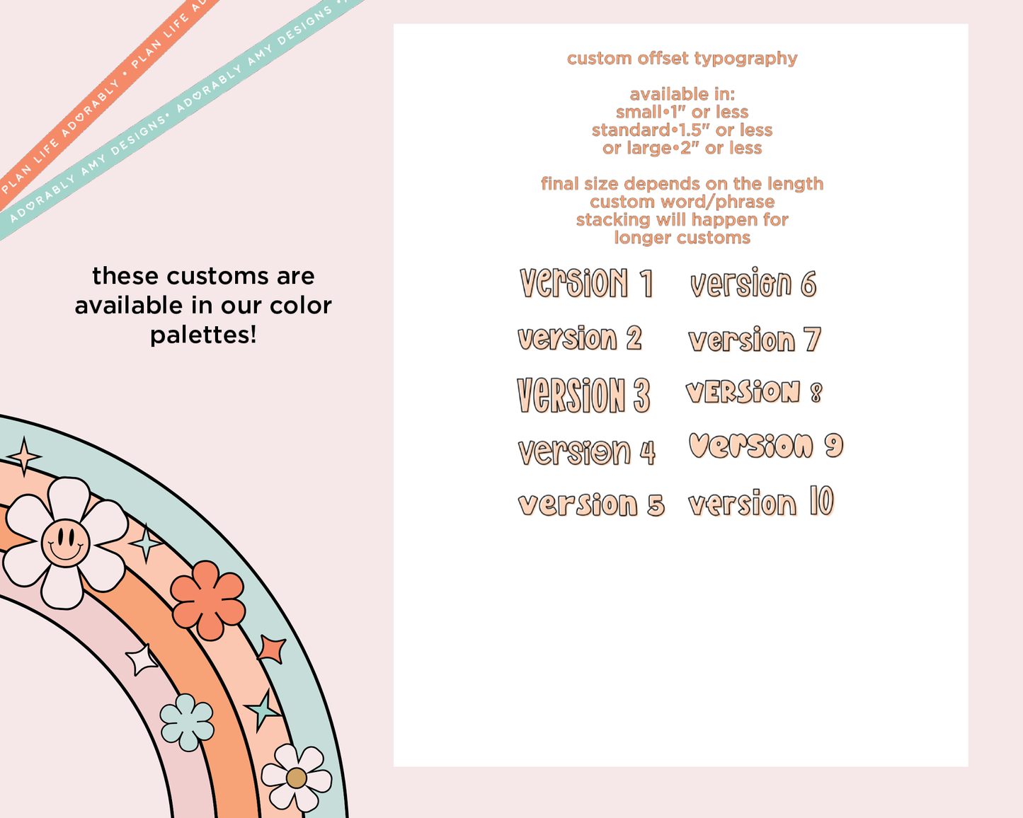 Custom Offset Text Typography Sticker Reminder Planner Stickers for any Planner or Insert