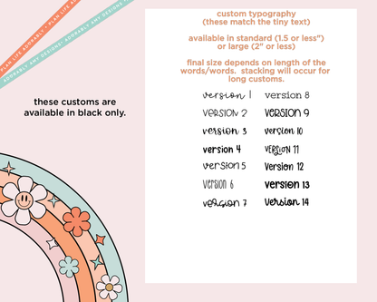 Custom Typography with Tiny Text Fonts Ink OR Foil (coordinates with our Tiny Text stickers) Sticker Sheet Planner Stickers