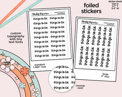 Custom Typography with Tiny Text Fonts Ink OR Foil (coordinates with our Tiny Text stickers) Sticker Sheet Planner Stickers