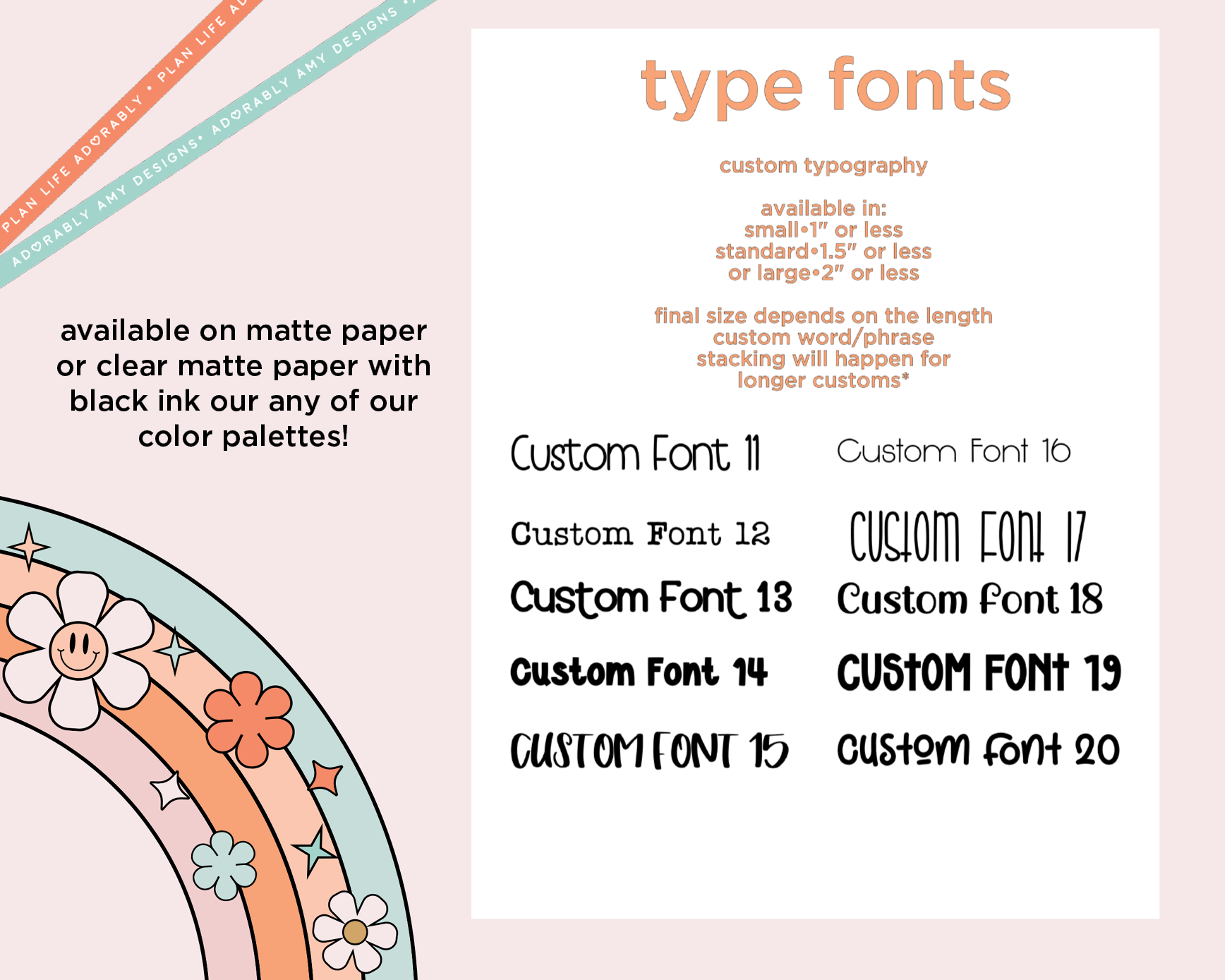 Custom Typography Sticker Reminder Planner Stickers for any Planner or Insert - Adorably Amy Designs