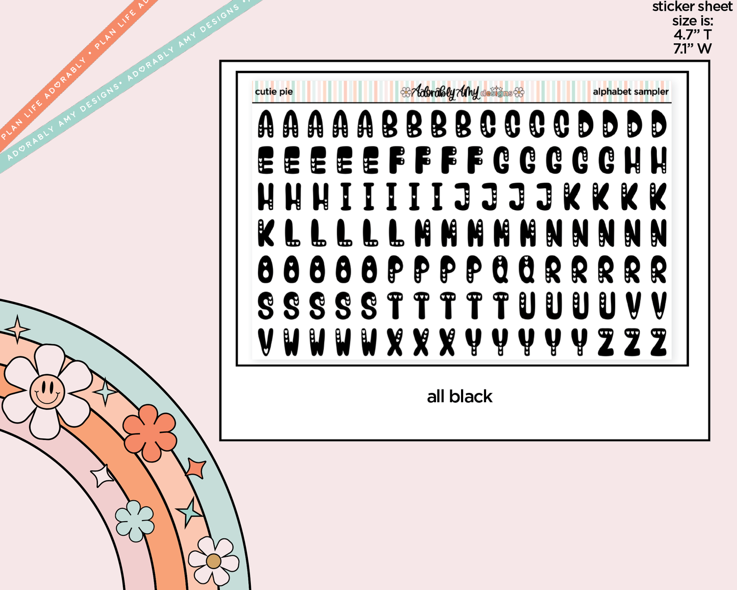 Cutie Pie Alphabet Stickers Deco Typography Sampler Planner Stickers