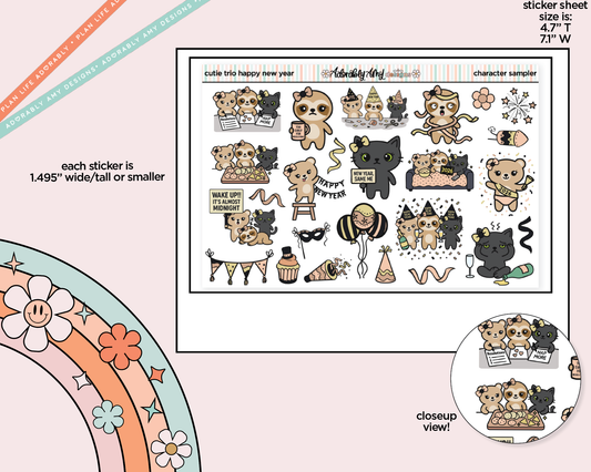 New Year's Activities Cutie Trio Decoration Character Planner Stickers