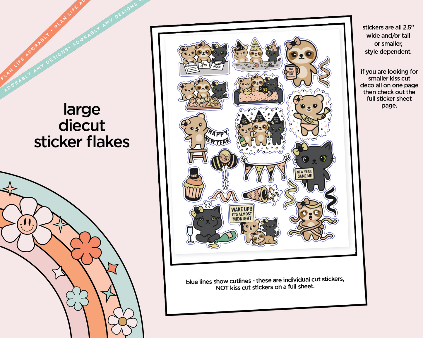 New Year's Activities Cutie Trio Decoration Character Planner Stickers