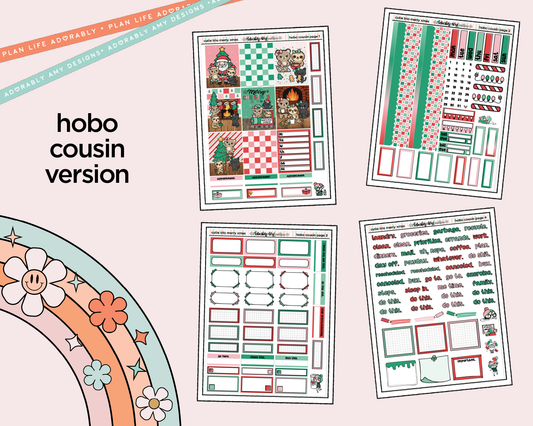 Hobonichi Cousin Weekly The Cutie Trio Merry Christmas Planner Sticker Kit for Hobo Cousin or Similar Planners