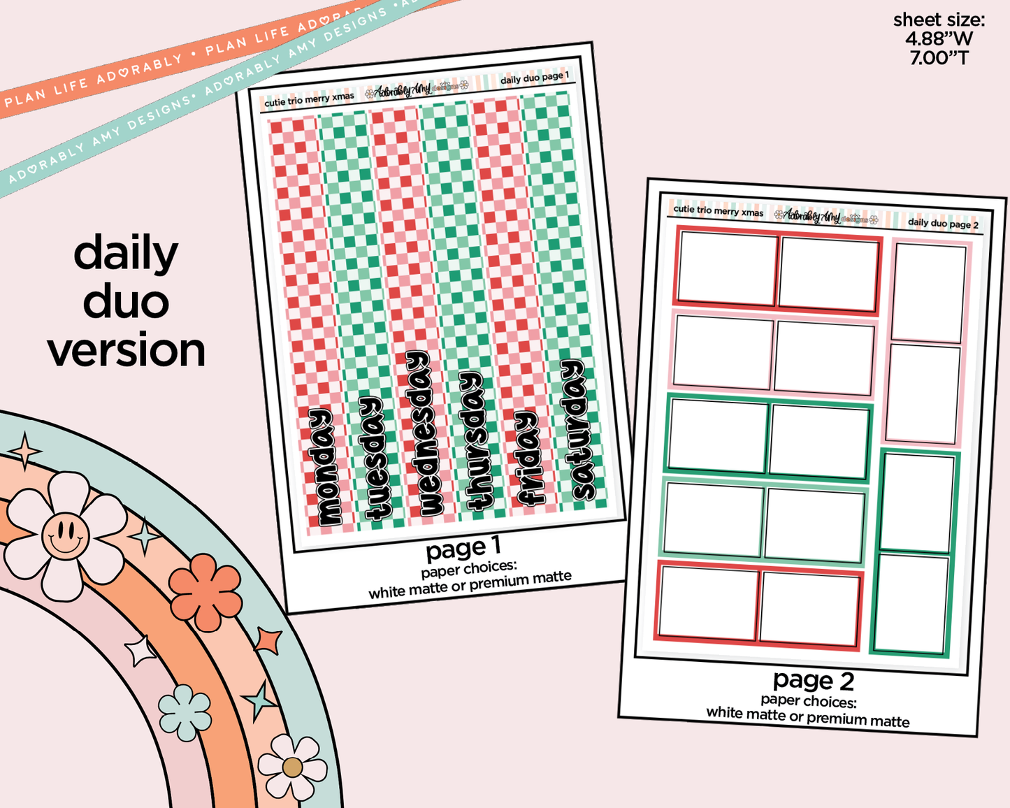 Daily Duo The Cutie Trio Merry Christmas Weekly Planner Sticker Kit for Daily Duo Planner