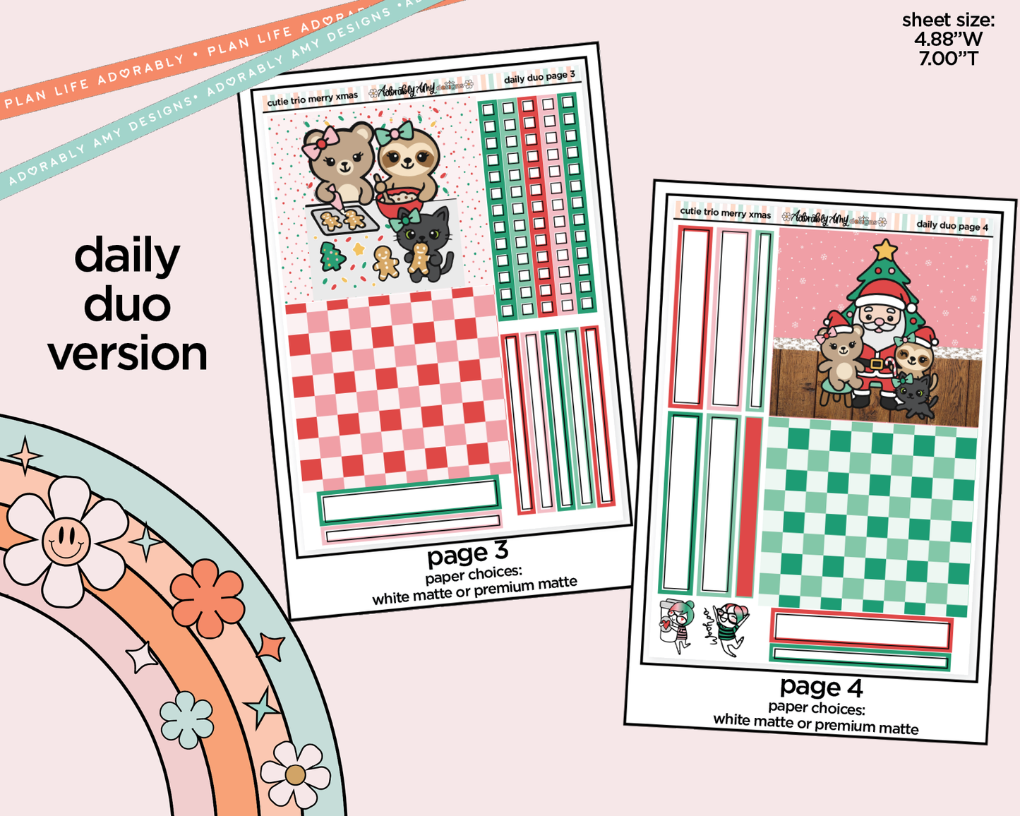 Daily Duo The Cutie Trio Merry Christmas Weekly Planner Sticker Kit for Daily Duo Planner