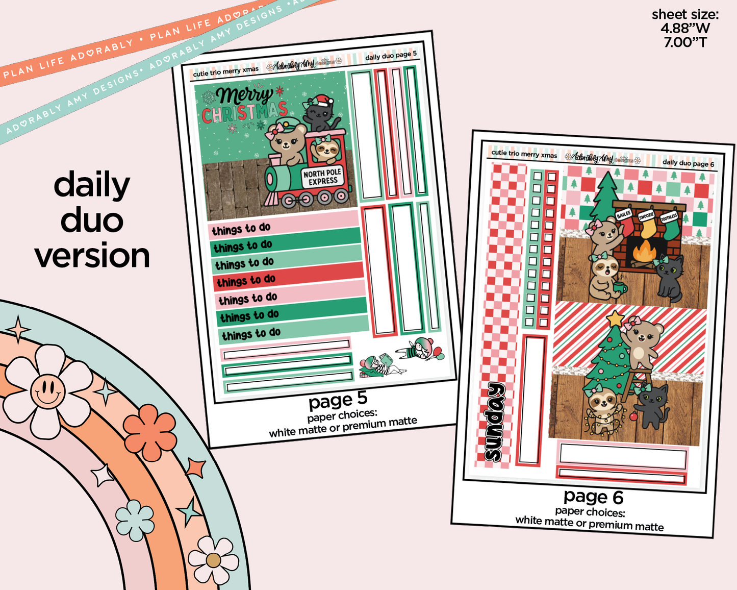 Daily Duo The Cutie Trio Merry Christmas Weekly Planner Sticker Kit for Daily Duo Planner
