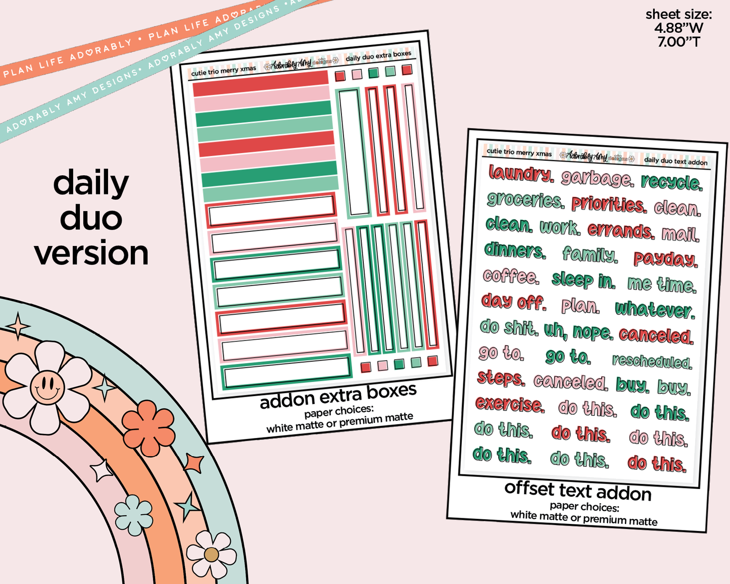 Daily Duo The Cutie Trio Merry Christmas Weekly Planner Sticker Kit for Daily Duo Planner