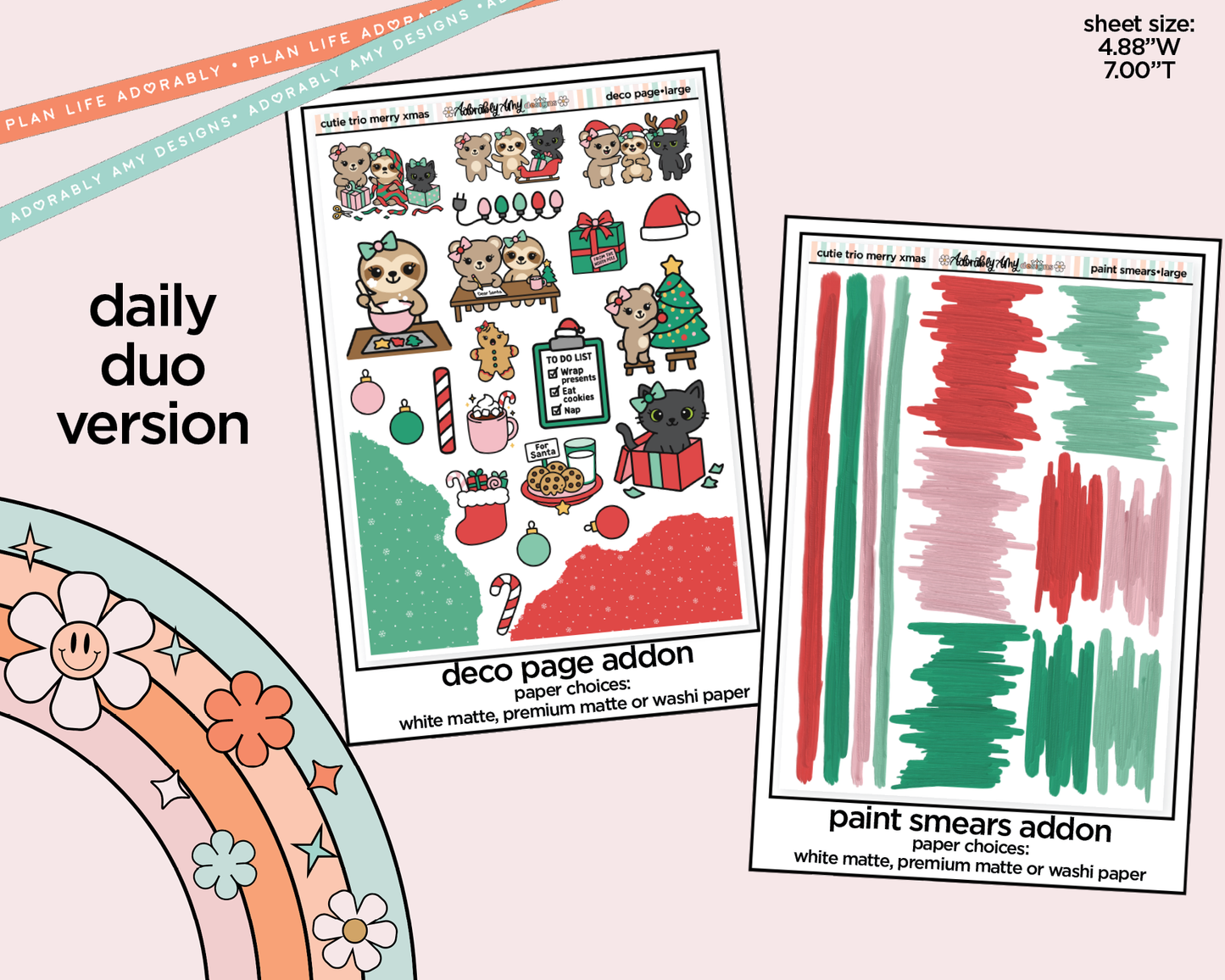 Daily Duo The Cutie Trio Merry Christmas Weekly Planner Sticker Kit for Daily Duo Planner