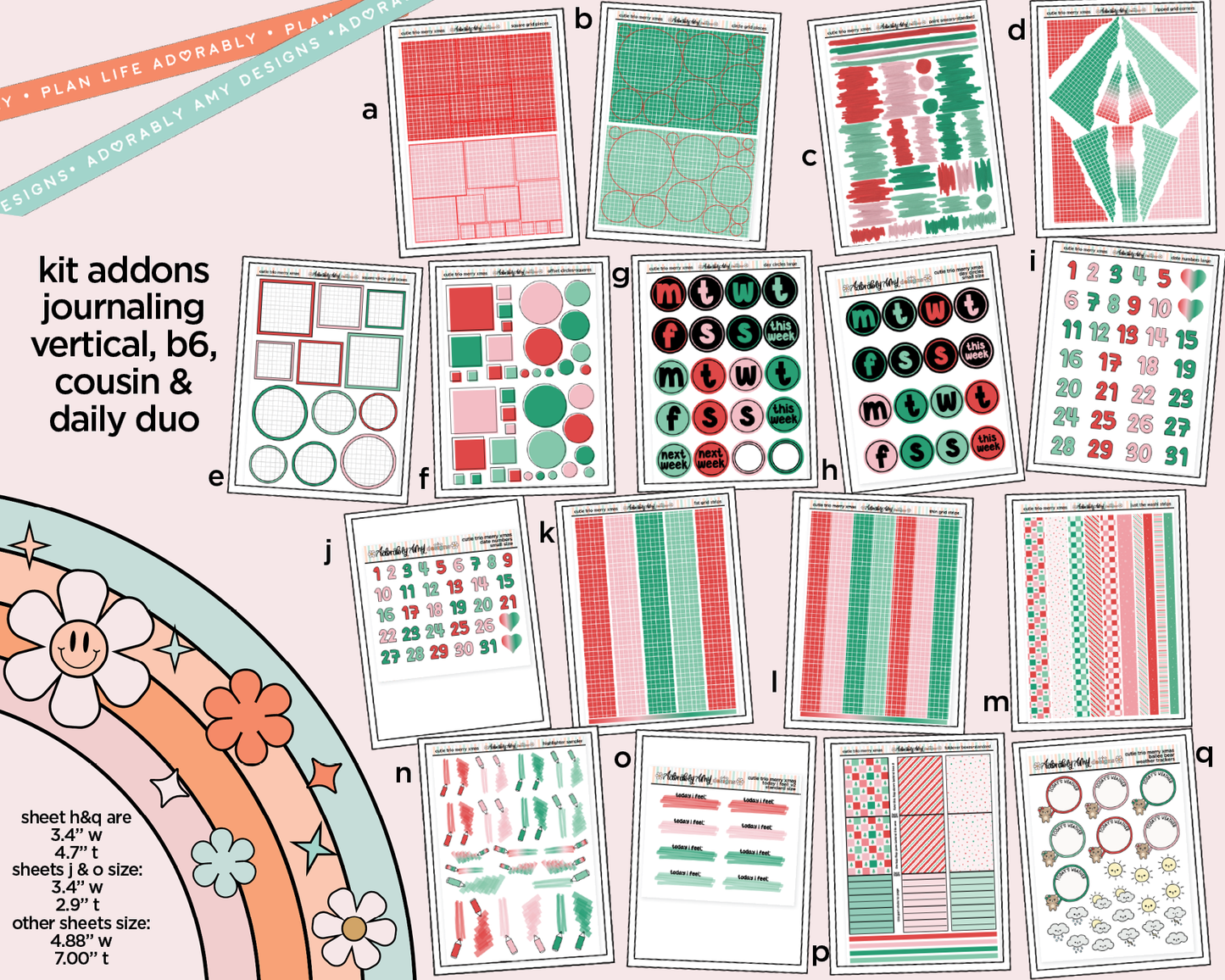 The Cutie Trio Merry Christmas Weekly Kit Addons - All Sizes - Strips, Smears and More!
