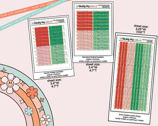 Foiled The Cutie Trio Merry Christmas Headers or Long Strips Planner Stickers