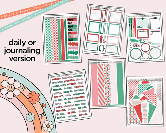 Journaling and Daily Planning The Cutie Trio Merry Christmas in My Hand Planner Sticker Kit