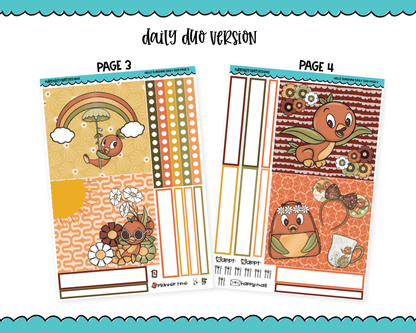 Daily Duo Hello Sunshine Orange Bird Themed Weekly Planner Sticker Kit for Daily Duo Planner