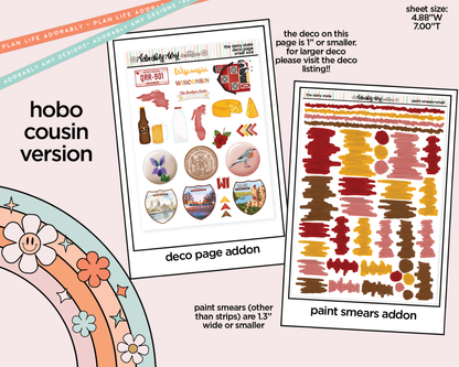 Hobonichi Cousin Weekly States Collection - The Dairy State Wisconsin Planner Sticker Kit for Hobo Cousin or Similar Planners - Adorably Amy Designs